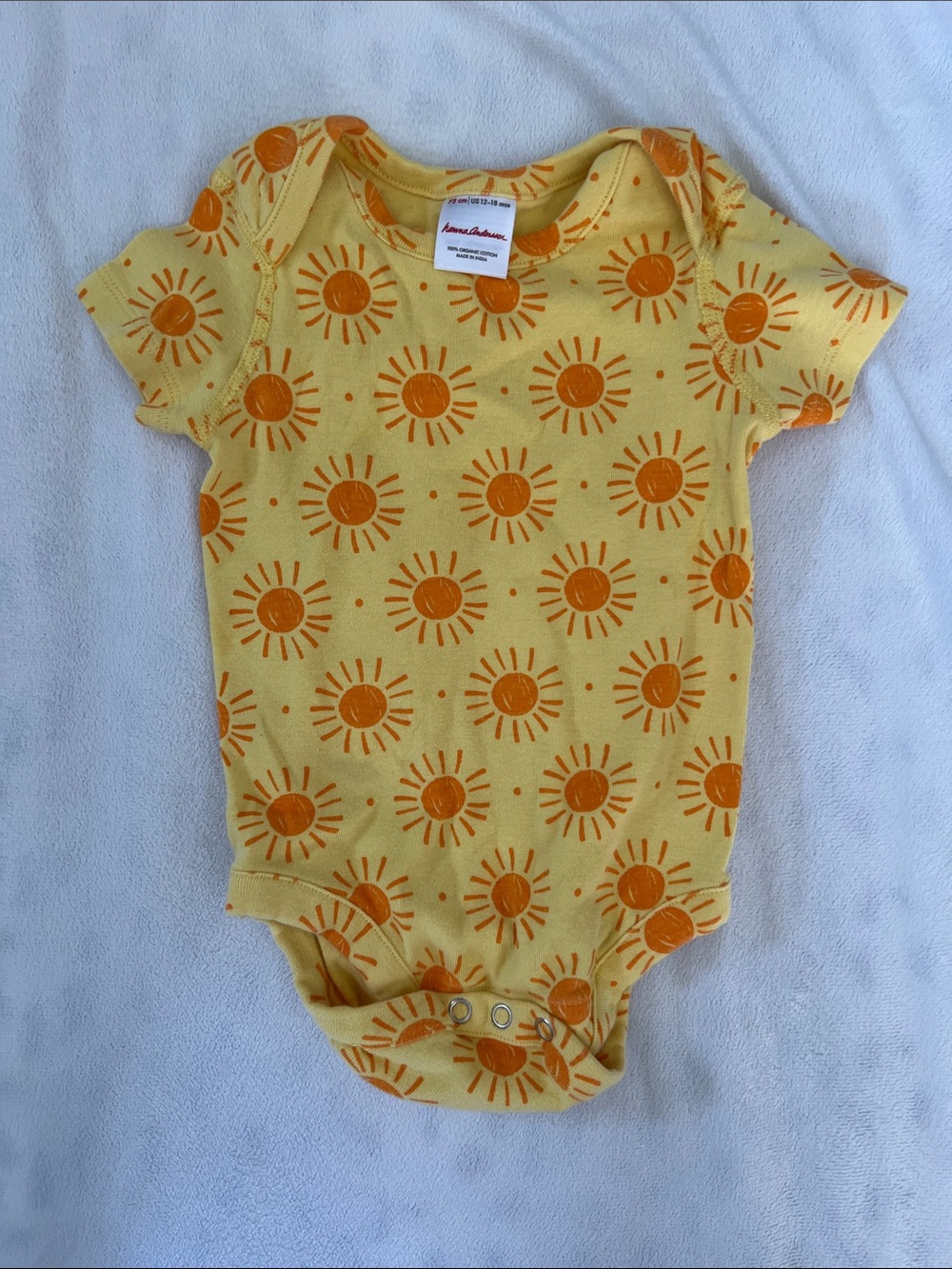 Hanna Andersson Yellow Bodysuit with Orange Sun Print